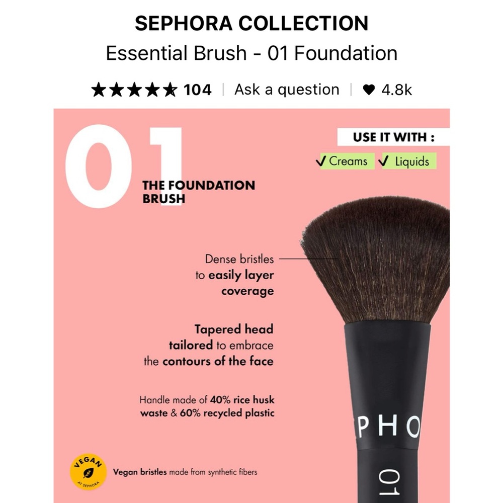 🆕 Sephora 01 Foundation Brush